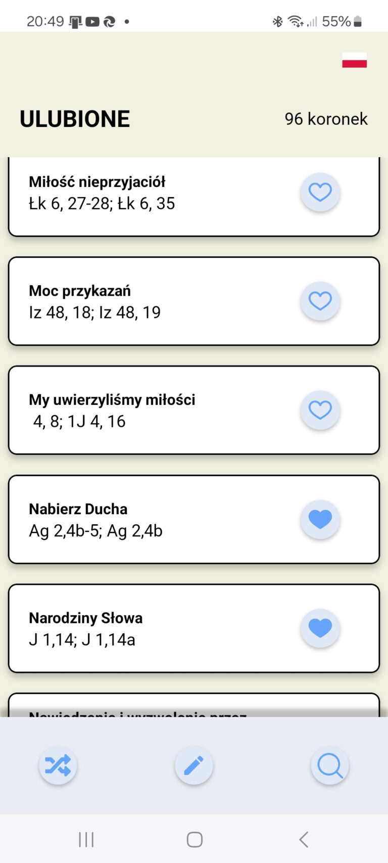 Przykład wybranych koronek