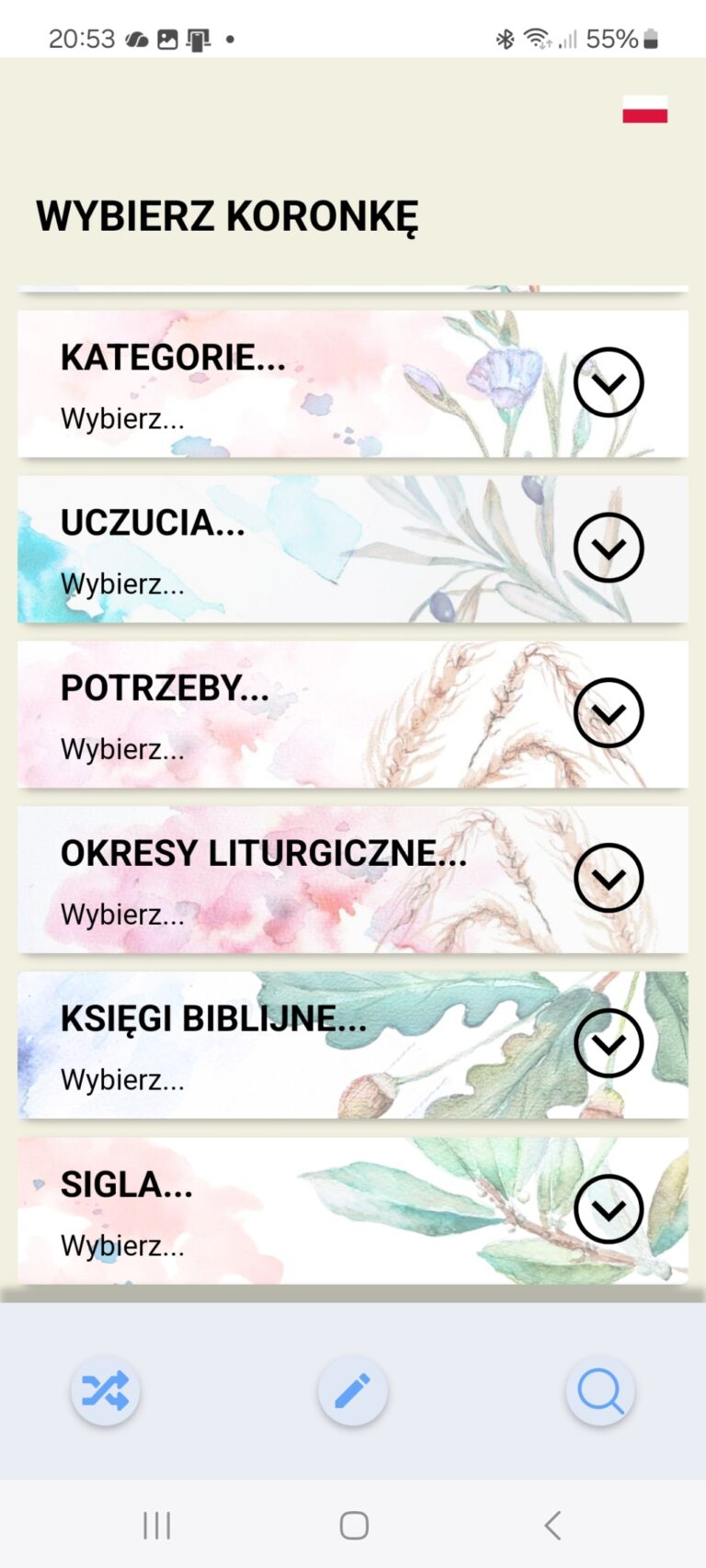 Ekran wyboru koronek